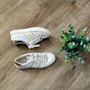 Guess Women's White and Gold Sneakers